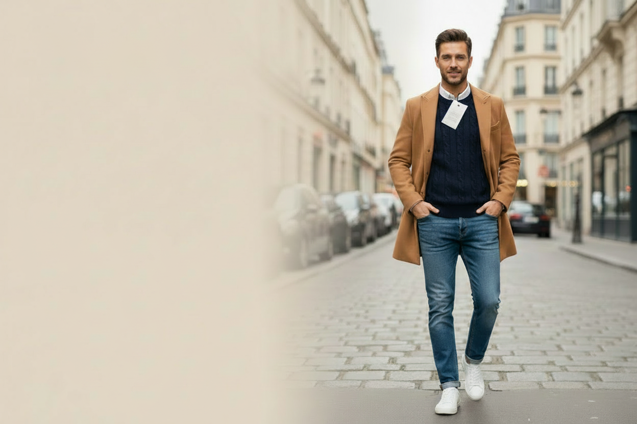 Pull torsadé en coton organique – Bleu marine