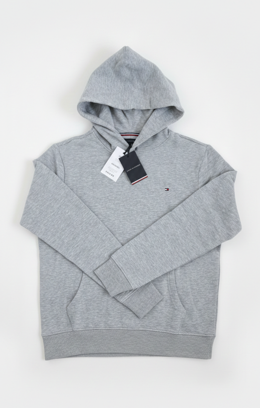 Sweat à Capuche Tommy Hilfiger – Gris Chiné – Logo Brodé