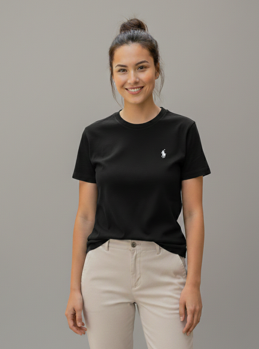 T-shirt Polo Ralph Lauren Femme – Noir – 100% Coton – Logo Pony Brodé