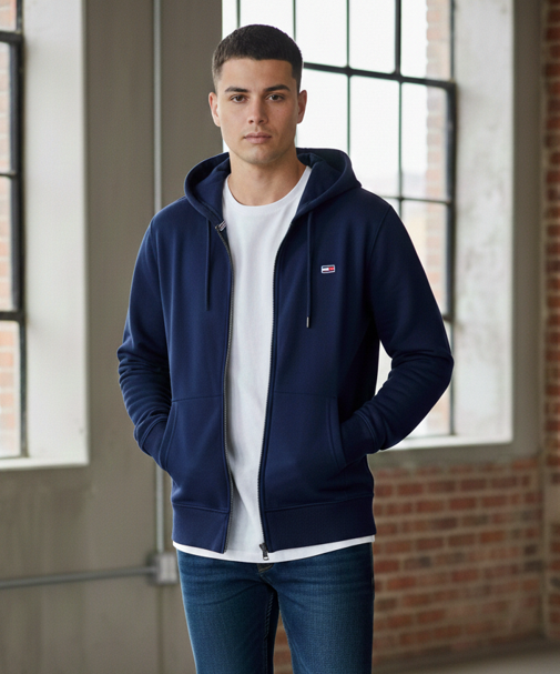 Sweat à capuche zippé Tommy Jeans – Twilight Navy (Bleu marine) – Coton bio