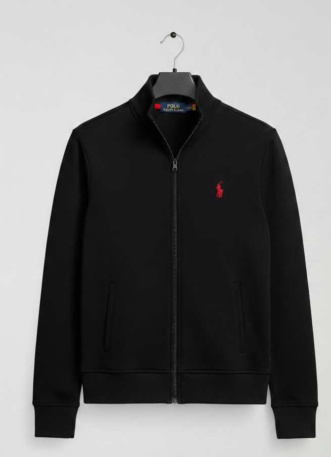 Felpa nera con zip Polo Ralph Lauren – Logo Red Pony – Cotone e poliestere
