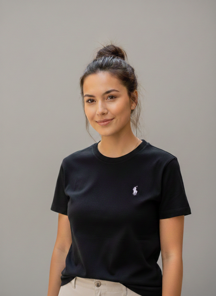 T-shirt da donna Polo Ralph Lauren – Nera – 100% cotone – Logo pony ricamato