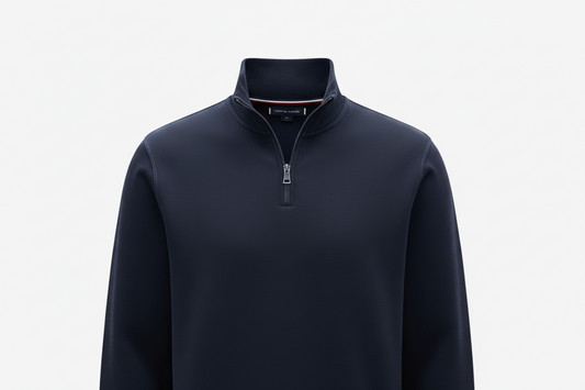 Pull homme col zippé – Bleu marine